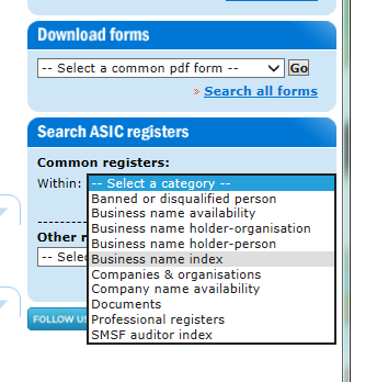 asic select register