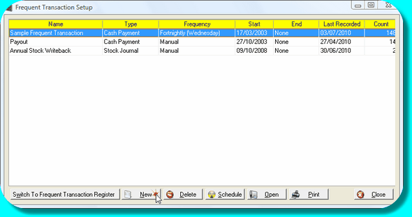 Frequent Transaction Setup