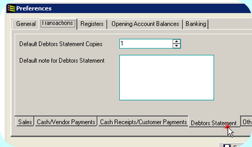 Preferences, Debtors Statement Tab