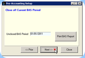 Back in the Setup Wizard unclosed BAS period is correct. Click on NEXT to continue