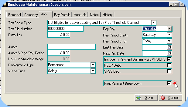 Print Payment Breakdown
