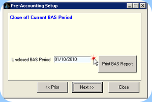 Unclosed BAS Period after date adjustment