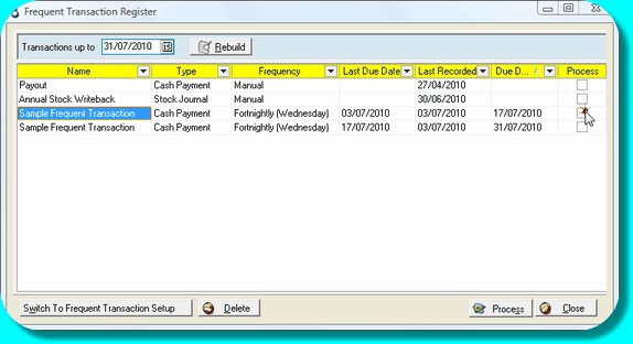 Frequent Transaction Register