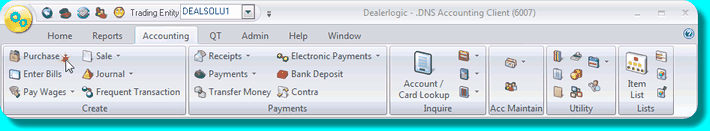 Ribbon showing Purchase