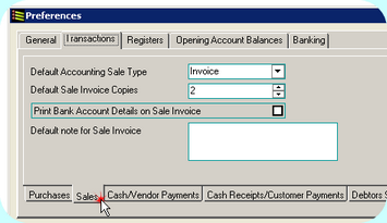 Preferences, Sales Tab