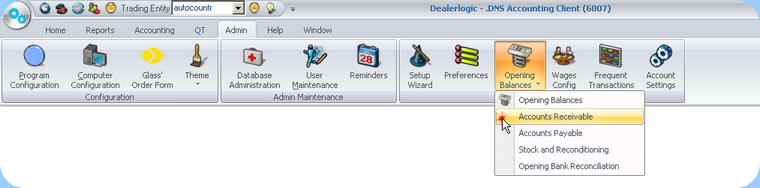 To update Accounts Receivable Opening Balances