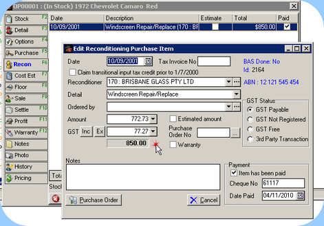 Opening Stock Stockcard, Recon Tab