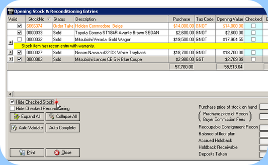 Hide Checked Stock Tick Box