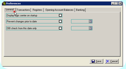 Preferences, General Tab