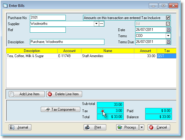 Purchases, change tax5