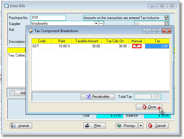 Purchases, change tax2