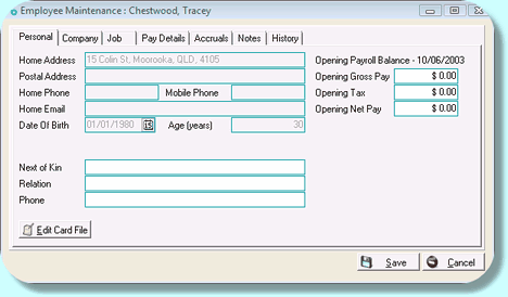 Employee maintenance at Pay tab