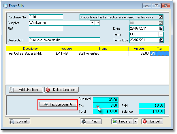 Tax doesn't equal the GST on the invoice
