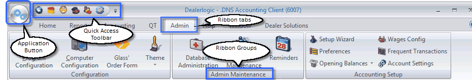Ribbon showing groups and tabs