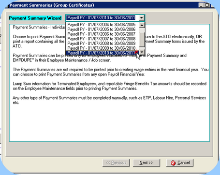 Payroll Financial Year