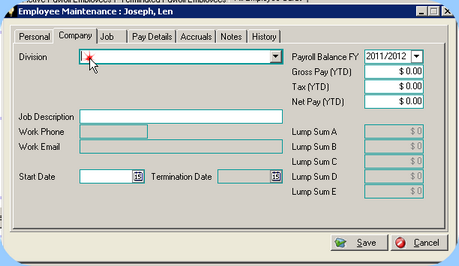 Enter a Division that you may want this employee included in for reporting purposes