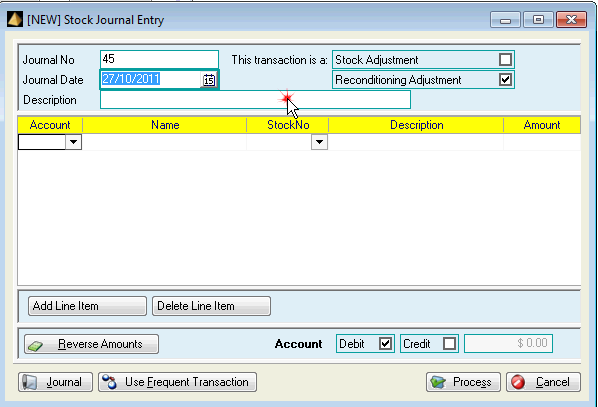 Select the date of the journal and enter a description