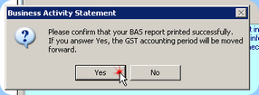 Answer YES to BAS close confirmation