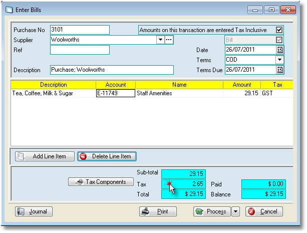 Purchases, change tax4