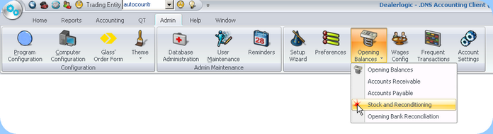 Locating Opening Balance Stock & Reconditioning List