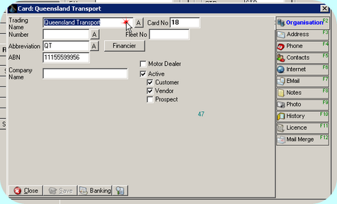 Registration Client Card