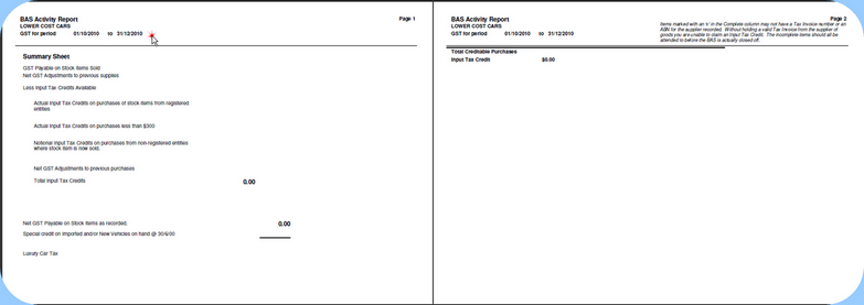 Opening BAS Printout